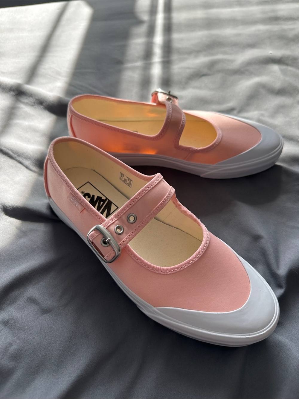 Vans Pink Mary Jane Buckle Canvas Flats